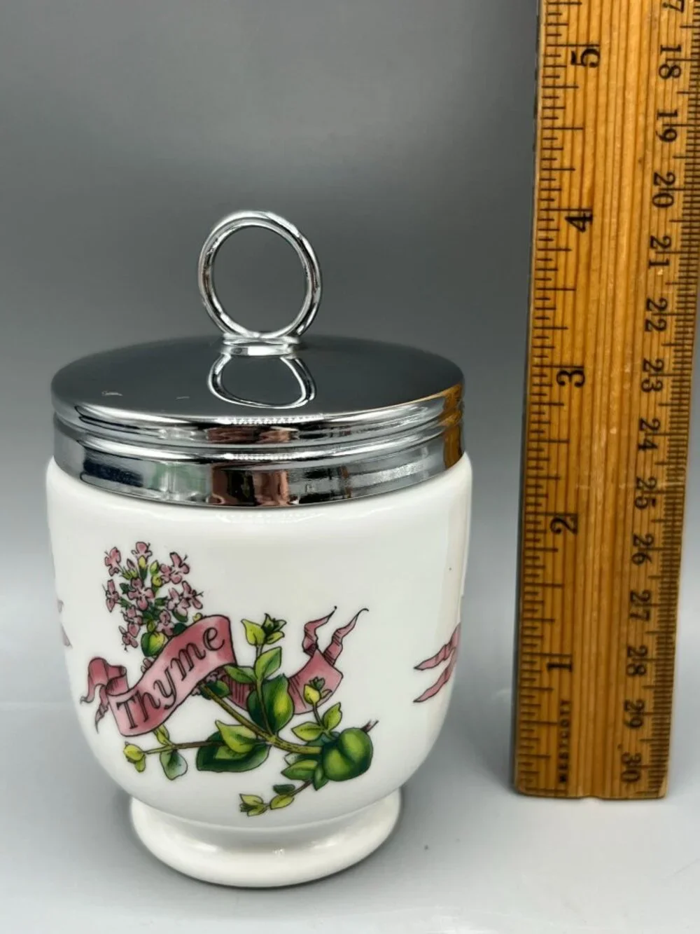 Royal Worcester Porcelain Egg Coddler Herb Jar Thyme Nasturtium Design 4